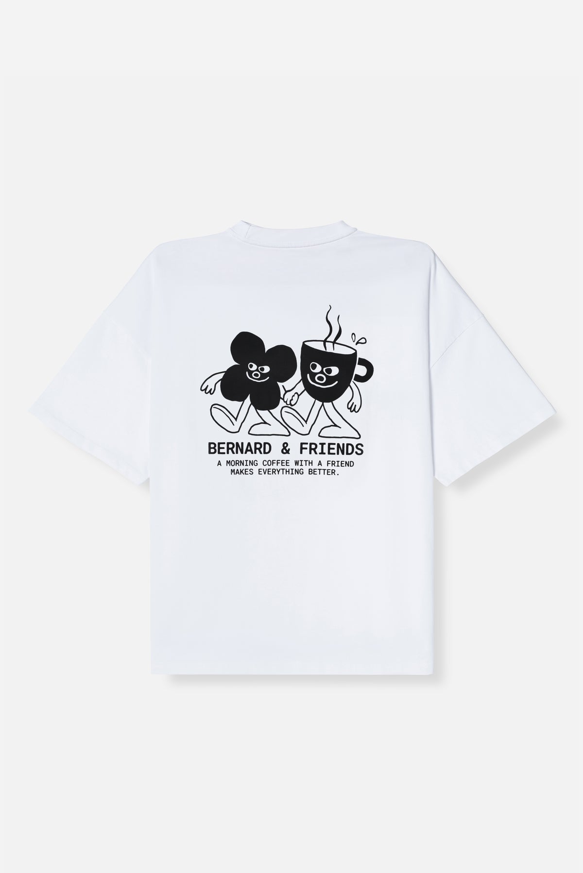 Camiseta Boxy Coffee & Flower - White