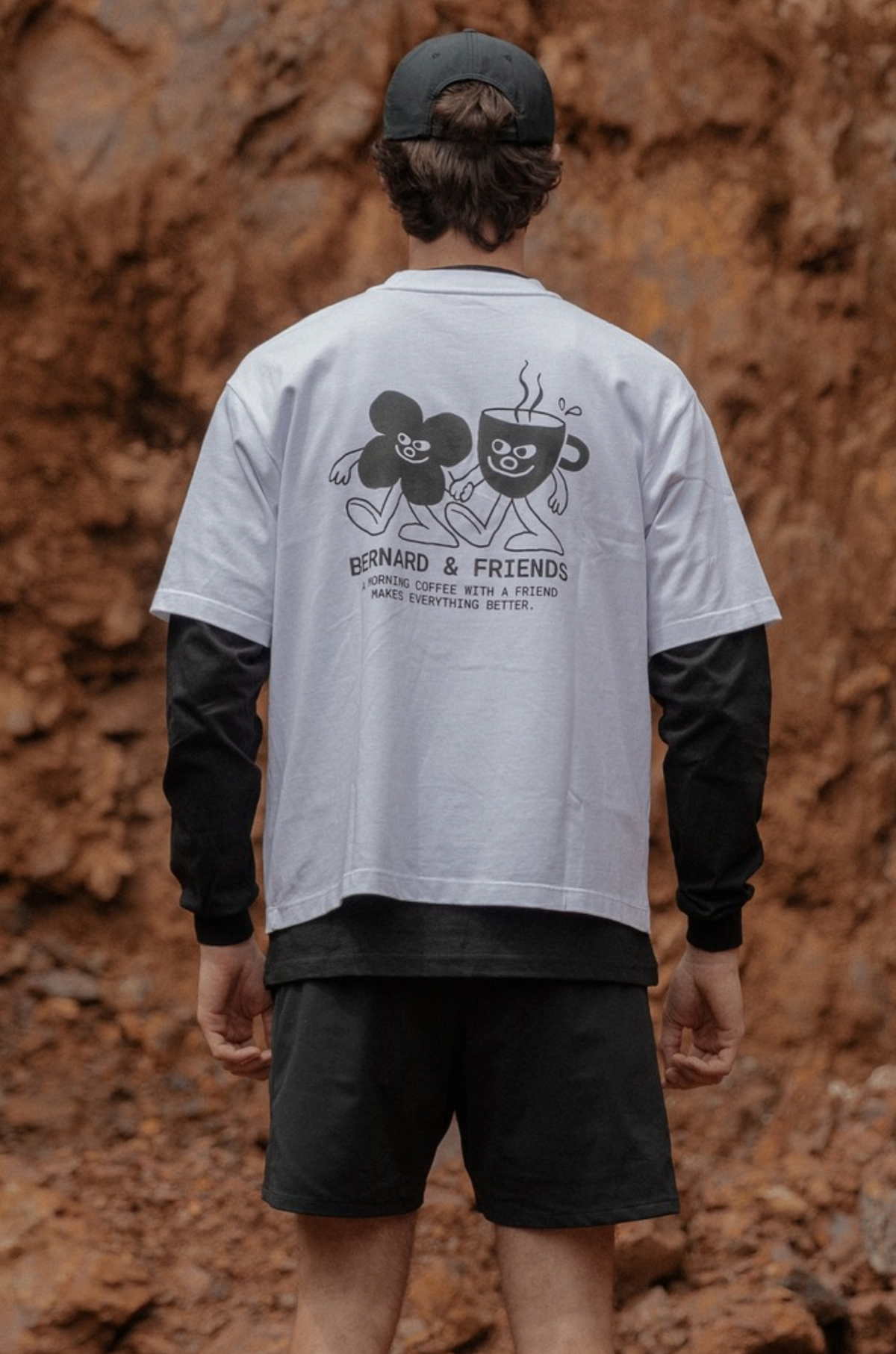 Camiseta Boxy Coffee & Flower - White