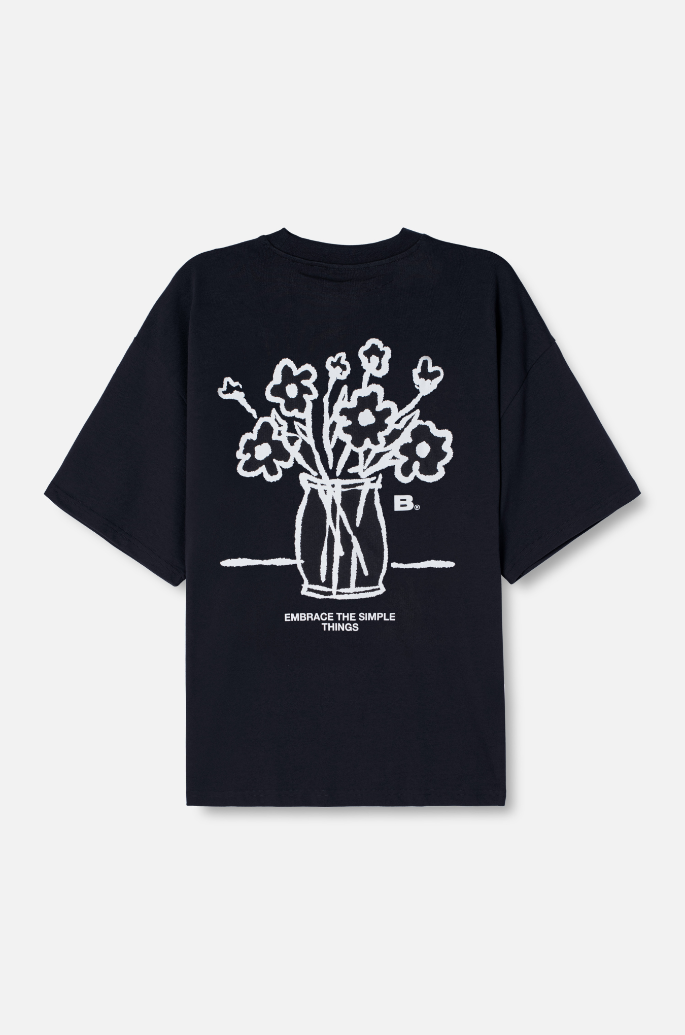 Camiseta Oversize Flowers - Negra